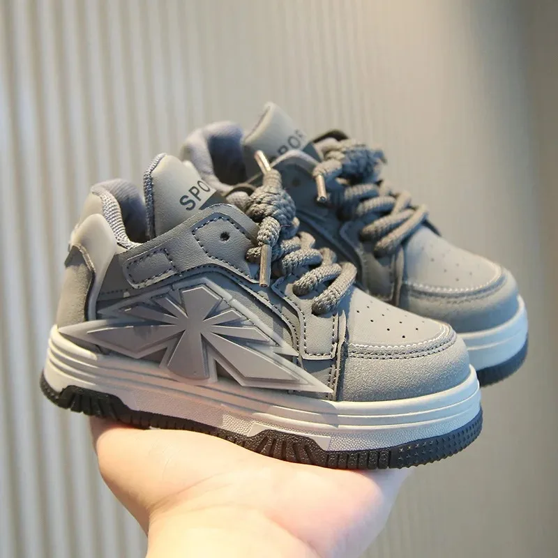 

Children Spring Autumn High Top Sneakers Girls Front Lace Up Neutral High Top Boys Casual Soft Soled Shoes Bread White Shoes