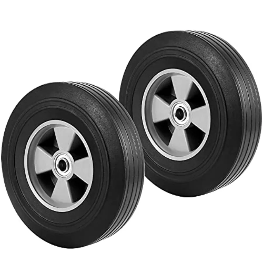 

2 Pack 10 Inch Solid Rubber Hand Truck Wheel with 5 8 Inch Ball Bearing 330lbs Max Load Universal Replacement Tire Heavy Duty A