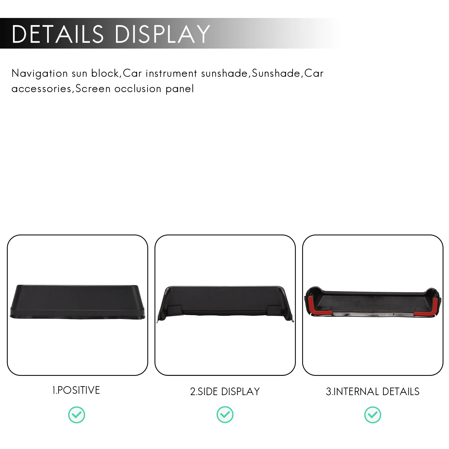 AU33-GPS Navigation Hood Sun Shade Navigator Screen Block Mask Universal Car Clip Auto Parts Navigation Audio Shade Block Anti-G