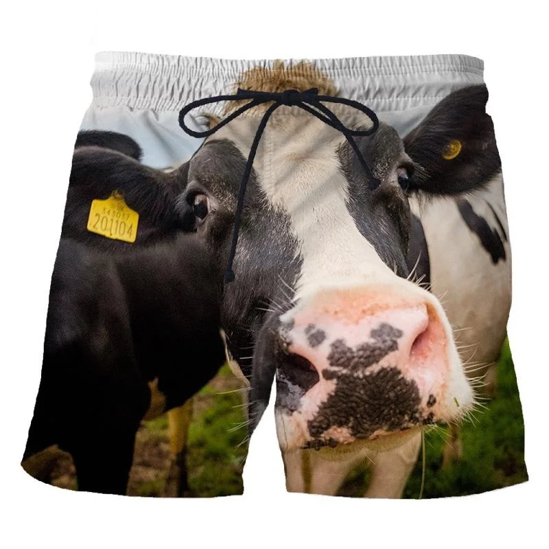 Funny Animal Cows 3D Printed Short Pants Men\'s Hot Sale Summer Vacation Beach Shorts For Women Boys Girls Cool Swim Trunks