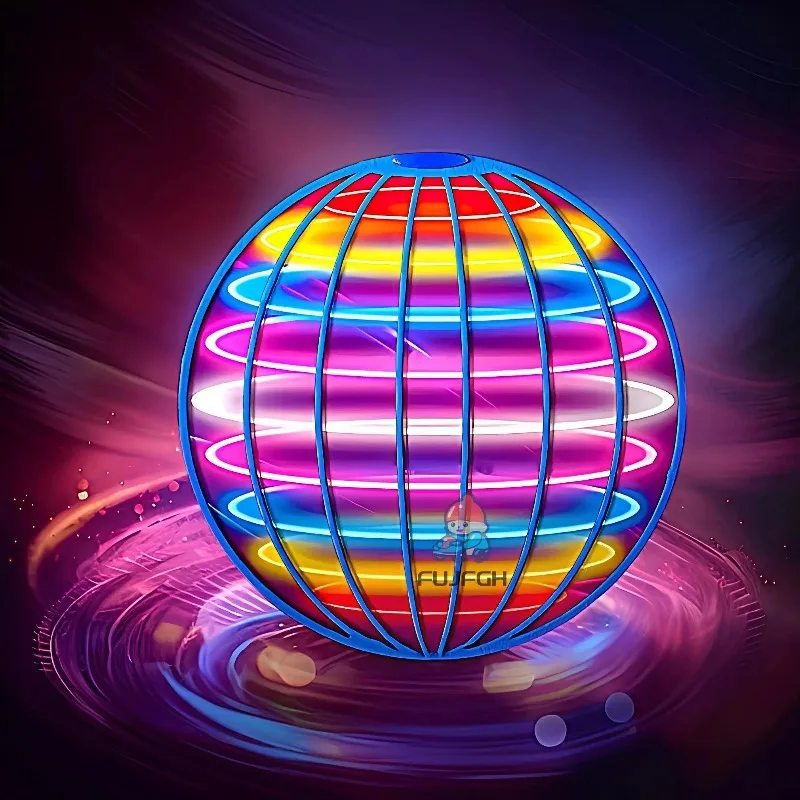 Bola Voladora con Suspensión, LED de Colores, Boomerang Automático, Bola Mágica de Tecnología Negra, Juguetes Voladores, Giroscópico Antigravedad para Niños
