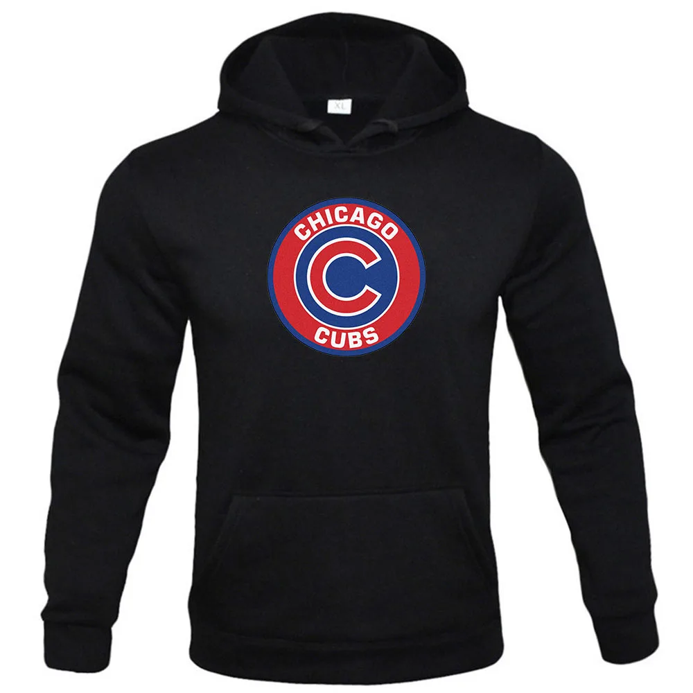 \'Chicago CUBS\' Men\'s Autumn Winter Fleece Hoodie Casual Sports Outdoor Fitness Slim Hoodie Men\'s Fashion Hot Sale Letter Print