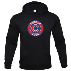 'Chicago CUBS' Men's Autumn Winter Fleece Hoodie Casual Sports Outdoor Fitness Slim Hoodie Men's Fashion Hot Sale Letter Print