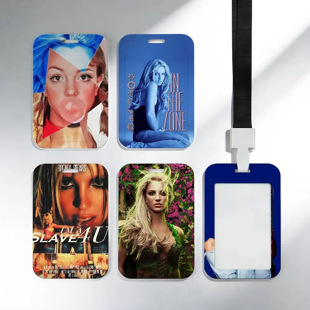 Funda deslizante para tarjetas de identificación, credenciales, tarjetas de trabajo y tarjetas de autobús, con diseño de fanart de la cantante B-Britney J-Jean S-Spears, estilo Pop y2k