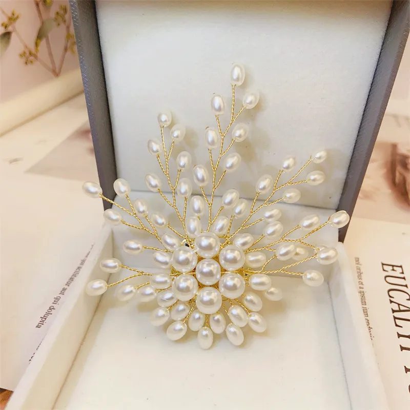 Chinese Style Handmade Faux Pearl Firework Brooch For Women Elegant Luxury Lucky Fortune Lapel Pin For Suits Dresses Party Gifts