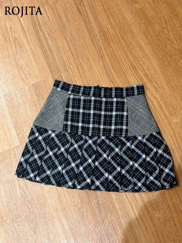 

Japanese Niche Design High Waist Versatile Plaid Patchwork A-line Skirt for Women Spring Summer Pleated Skirt Short Skirt