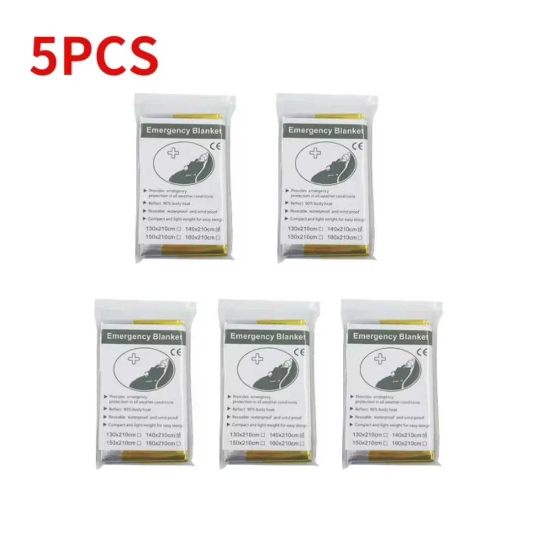 5-30Pc Outdoor Emergency Gold-Sliver Survival Deken Waterdicht Ehbo Rescue Gordijn Folie Thermische Militaire Deken 130X210Cm