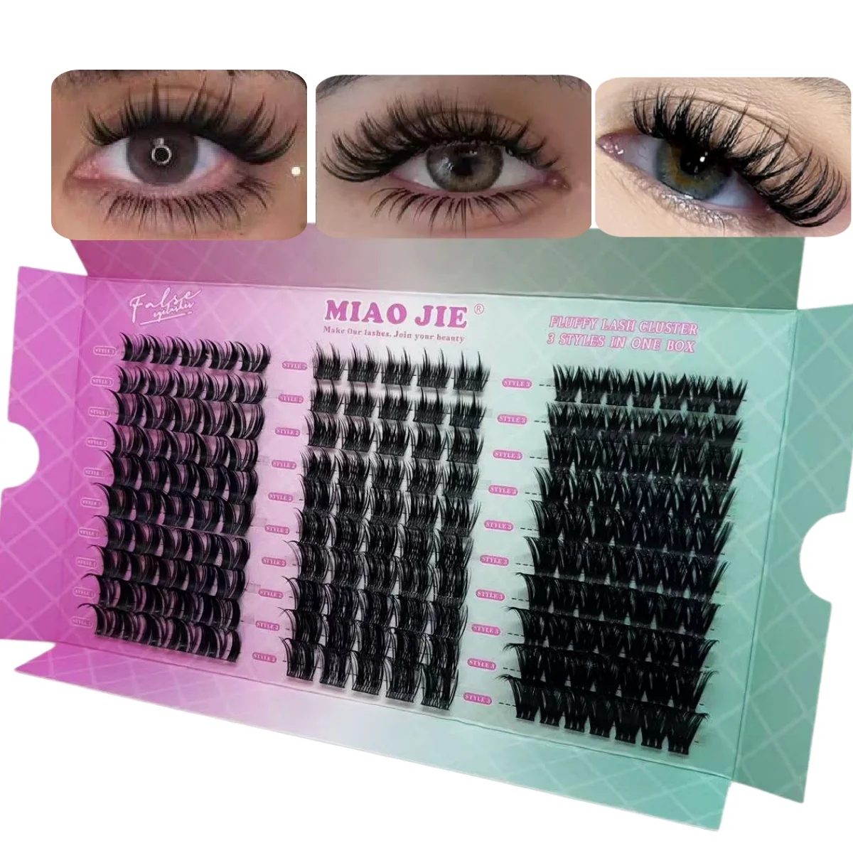 WINKLURE Fairy Lash Clusters Natürlicher Look Manga Wimpern-Cluster Wispy D-Curly Cluster Wimpernverlängerungen 120 Stück 8-16MM