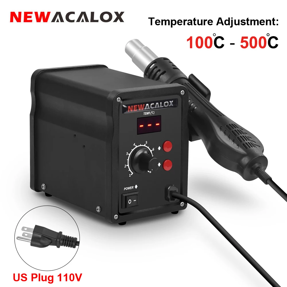 

NEWACALOX 110V Digital Hot Air Rework Station SMD SMT BGA Desoldering Welding Station Welding Repair Tools Set