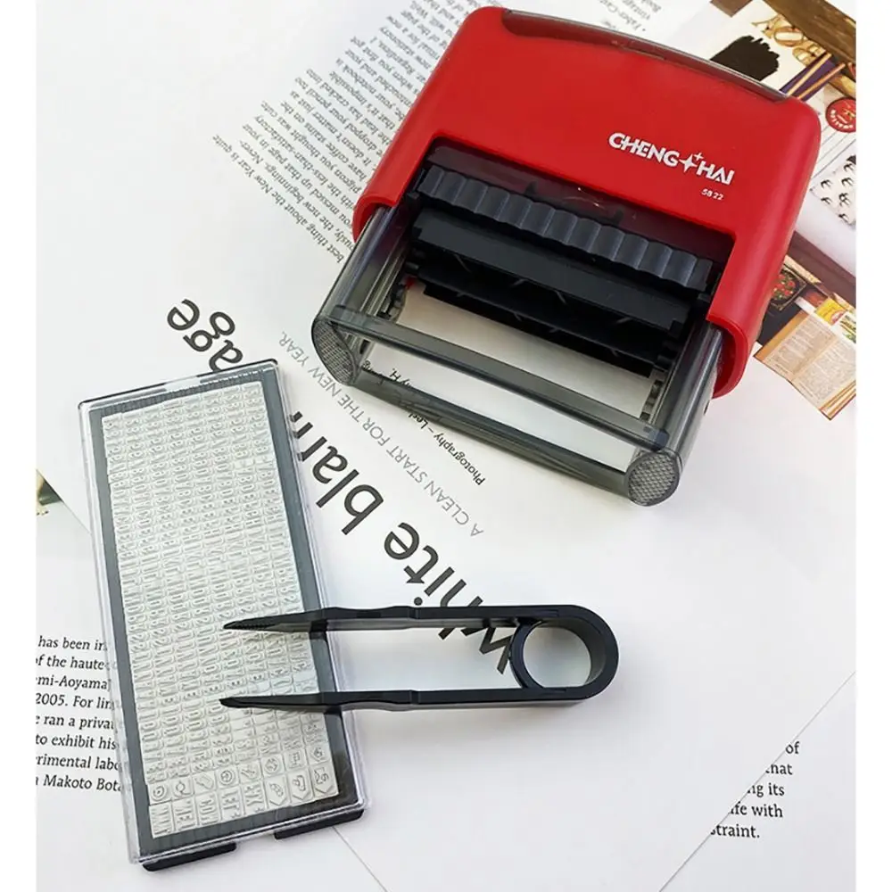 Automatic Ink Return DIY Stamp Kit Red Black Plastic Monogram Printing Stamp Press-type Adjustable Self Ink Stamp Set