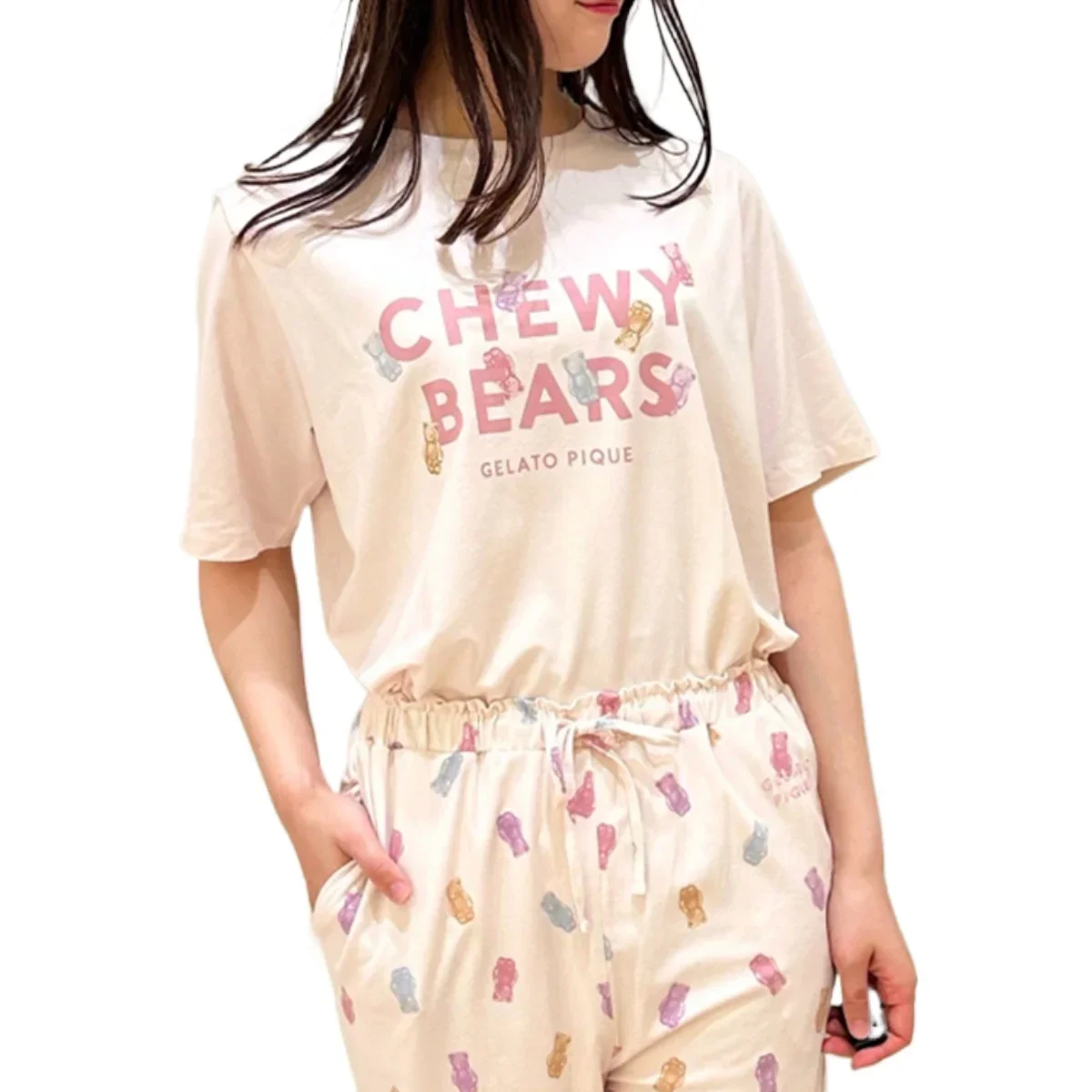Pajama Room Wear Women\'s Pajamas Sleepwear Summer Short Sleeve T-shirt Trousers Shorts Loungewear Women COTTON