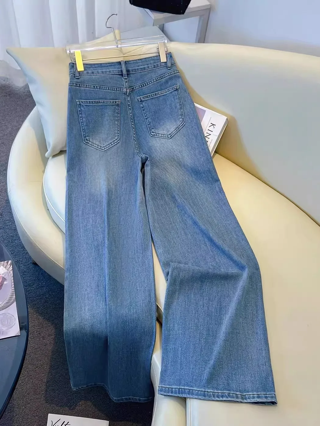 High Waist Wide Leg Jeans Women's Casual Spring New Fashion Drill Loose Slimming Floor-Length Pants Casual Denim Jeans