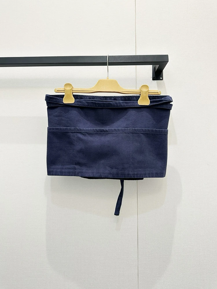 Summer Fashion Dark Blue Color Cotton Sexy Mini Pencil Skirt Women's Solid Color Butterfly-knot Bind Straight Barrel Short Skirt