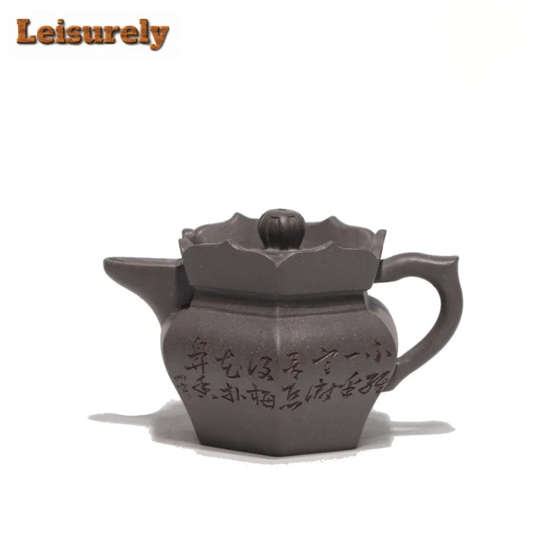 100ml Ancient Yixing Purple Clay Teapots Handmade Monk Hat Pot Raw Ore Coarse Sand Steel Grey Mud Tea Maker Kettle Zisha Tea Set