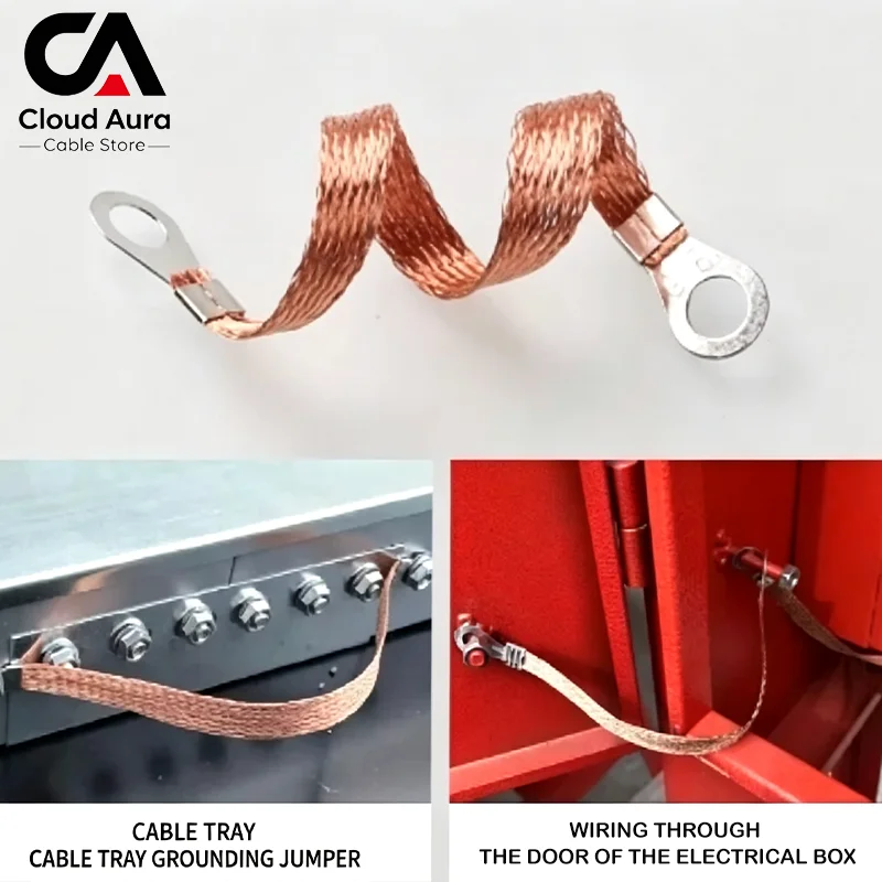Copper Clad Aluminum Flexible Grounding Braid Strap 2.5/4/6mm² Earth Bonding Jumper Wire For Cable Tray Ground Connection