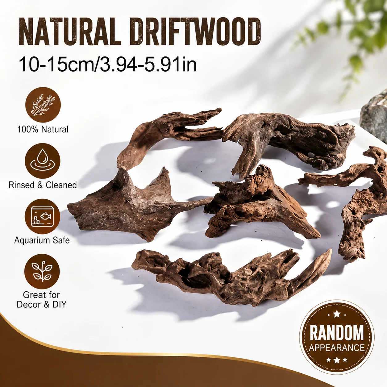 10-15cm Driftwood for Aquarium, Natural Driftwood Branches for Fish Tank,Reptiles Trunk Log Decoration Plant Stump Ornament