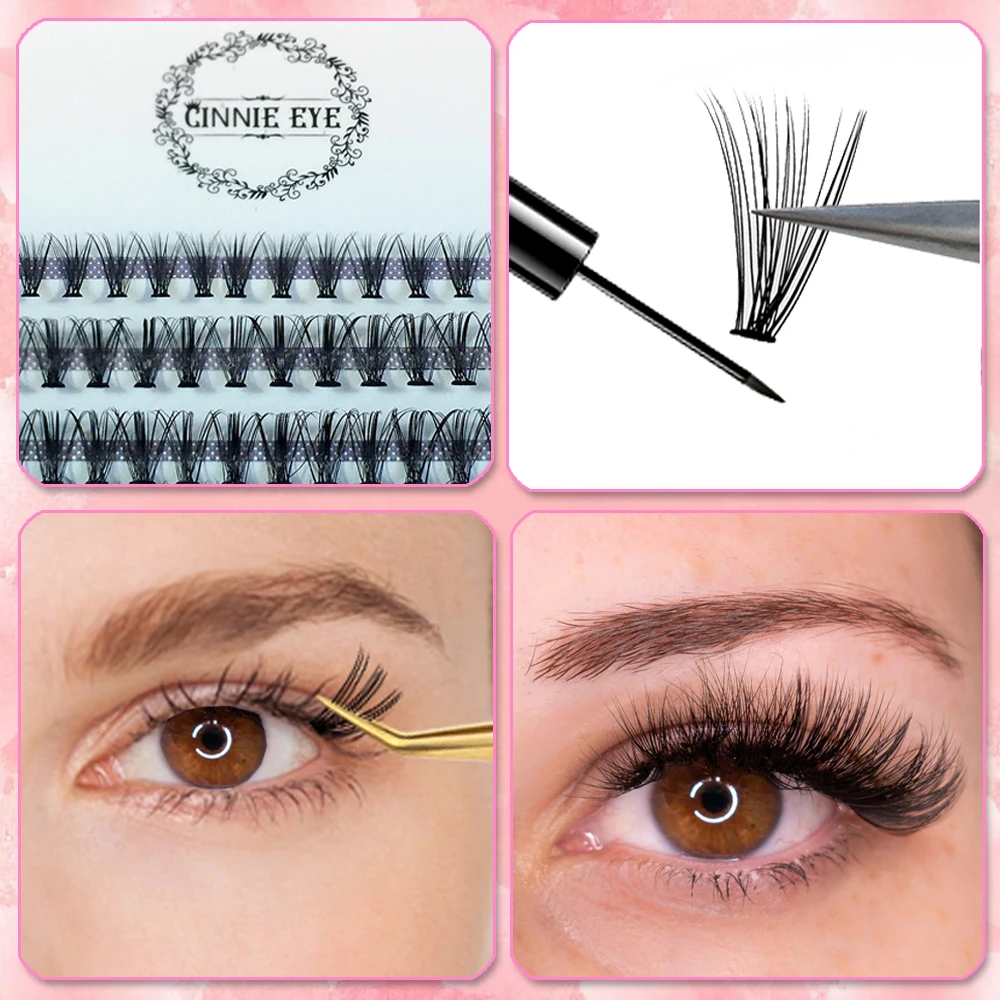 100 Bundles Cluster Eyelash Natural Hair Individual Eyelash 20D/30D Faux Mink DIY Ready made Fans 8-16 MIX Lower Fake Eyelash