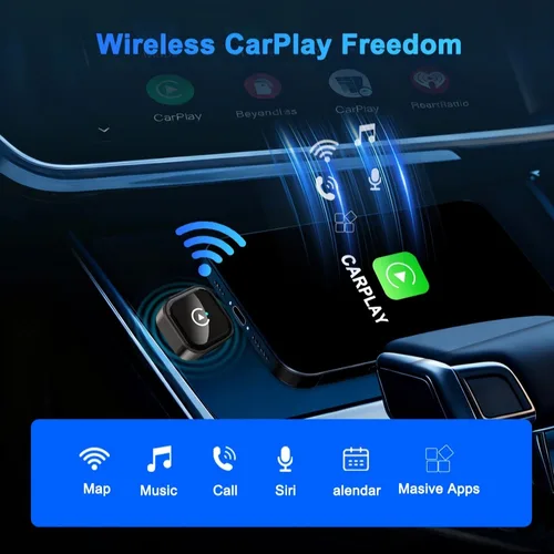 Imagen 2 del producto Adaptador CarPlay inalámbrico 2 en 1 para iPhone, convierte cable a CarPlay inalámbrico, Plug & Play, BT 5,4 WIFI 5Ghz conexión automática rápida