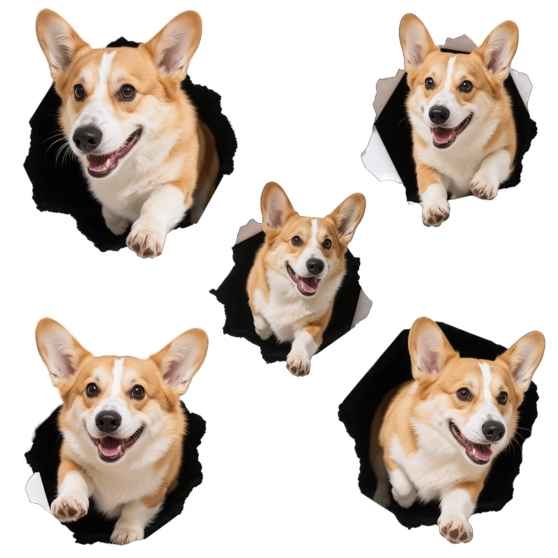 Three Ratels CG208 Cute Corgi Dog Animal Wall Stickers for Home Decoration kidn's Bedroom decals Car Stickers