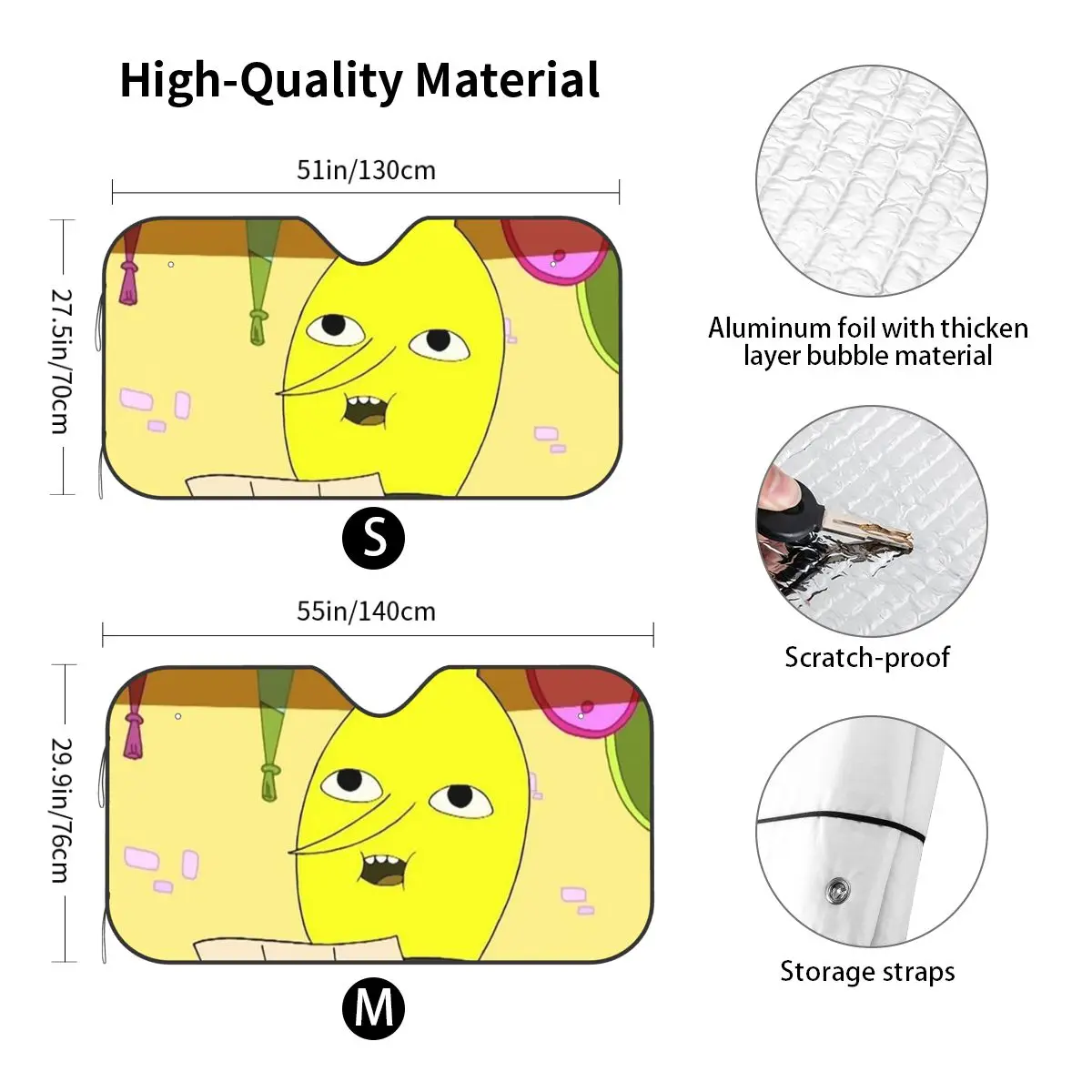 Lemongrab Unacceptable Adventure Time Sunshade Windscreen Car Front Windshield Window Sun Visor Accessories Covers view 3