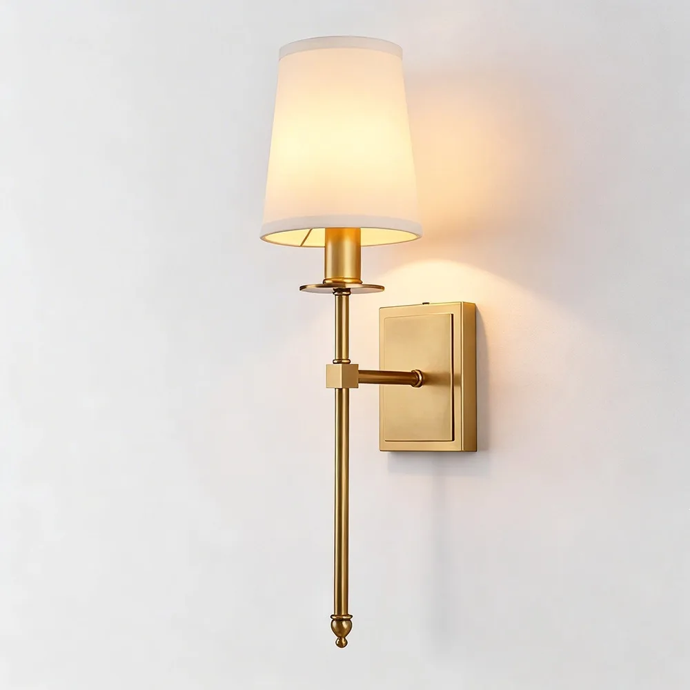 All-copper Wall Lamp American Classic Retro Living Room Villa Bedroom Study Bathroom Aisle Wall Lamps