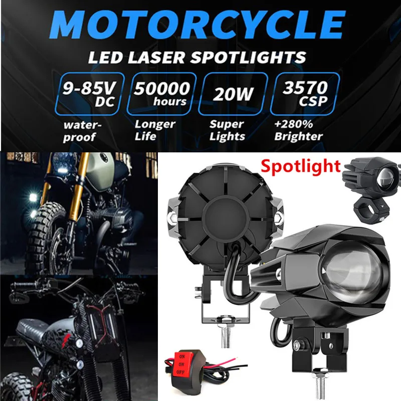 12V 24V LED Car Motorcycle Spotlight 200W Headlight Fog Lights Accessories Off Road ADV GS Truck Assisted Lamp Auxiliary Lights