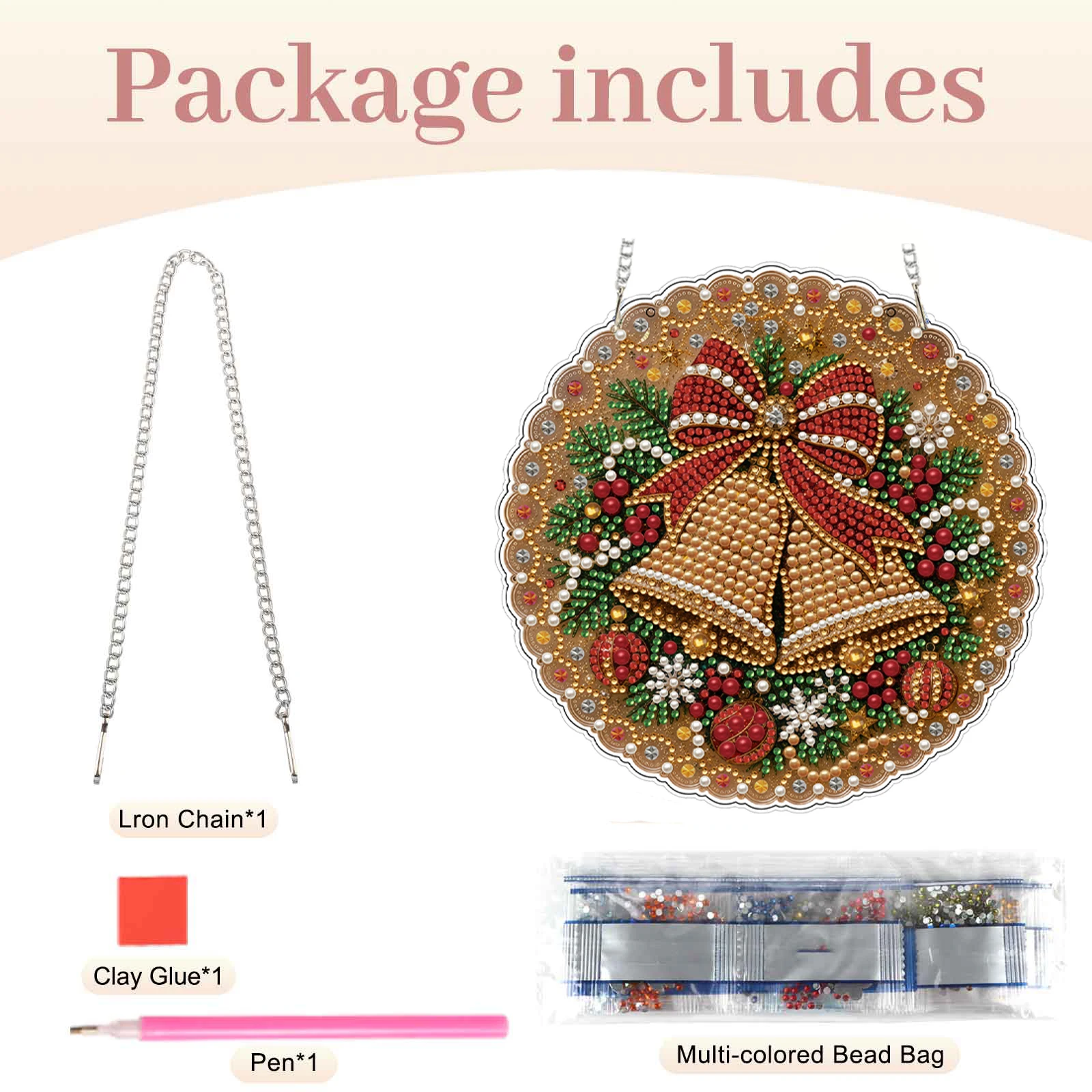 DIY Christmas Pearl Art Diamond Painting Suncatcher Kit 8 Inch Christmas Pearl Beads Art Craft for Beginners, Festive Home Decor - view 6