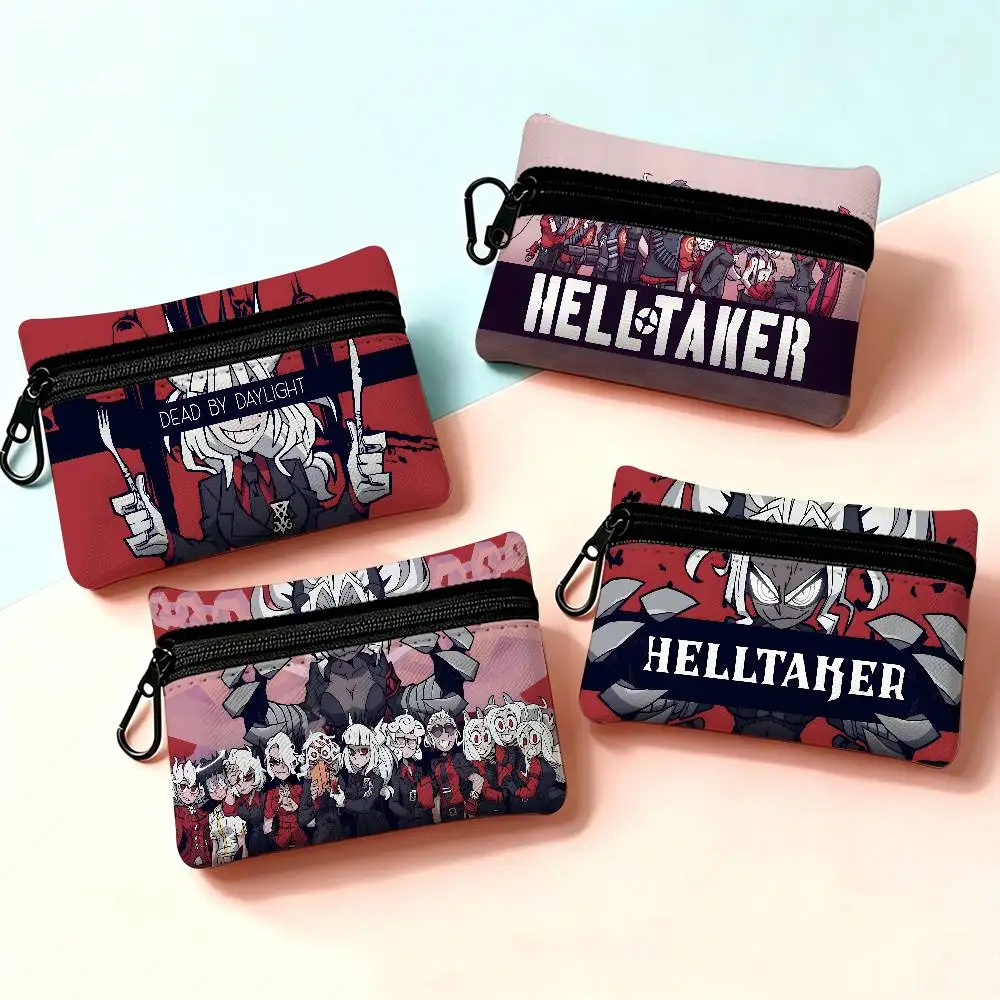 H-Helltaker G-Game Oxford Cloth Zipper Wallet Multifunctional Hanging Coin Bag For Credit Cards Keys Coins Earbuds