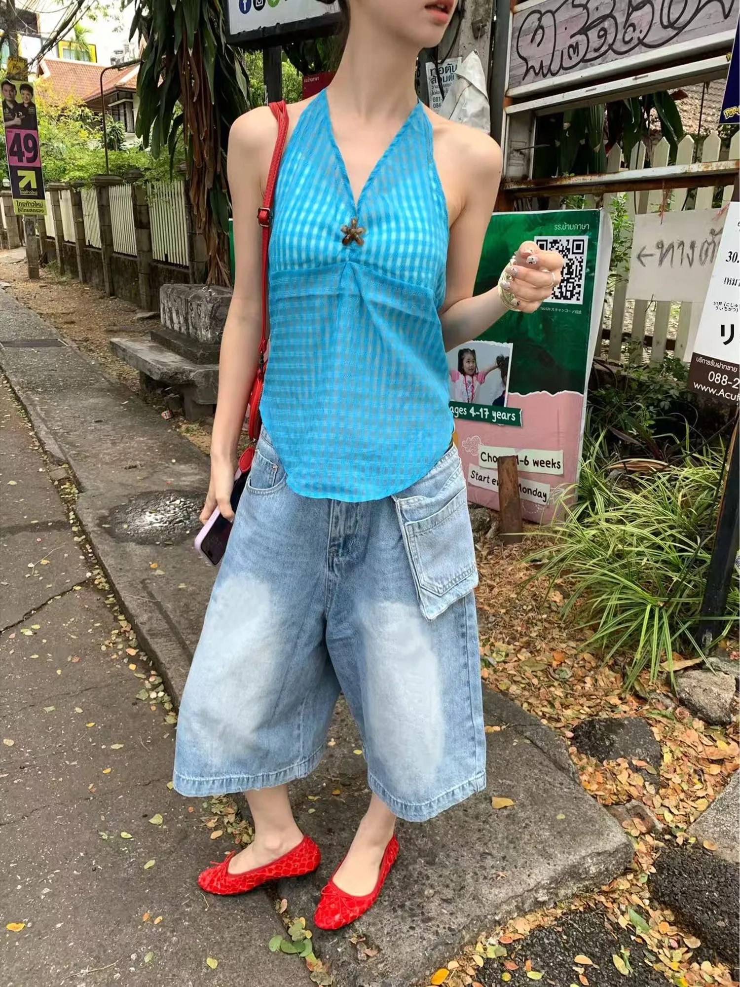 

Washed Denim Short Shorts for Women Summer High Waist Loose Fit Ladies Premium Blue Jeans High Waist Zipper Closure