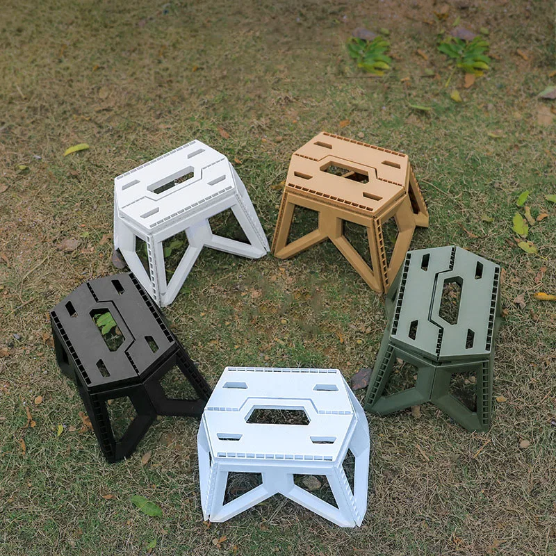 

Outdoor Portable Camping Folding Stool Handle Compact Low-Height Plastic Durable Small Chair For Fishing Beach Shoe Changing