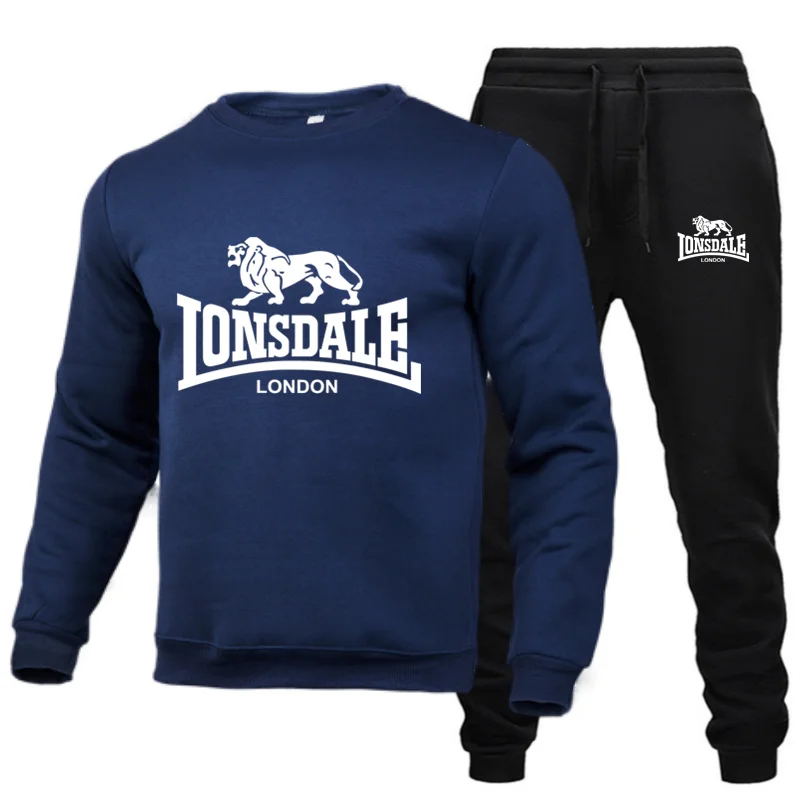 Lion Animal Print Round neck Sportwear+Pants Suit Long Sleeve Pullover Men\'s Sportswear Tracksuit Outfit Two Piece Jogging Set