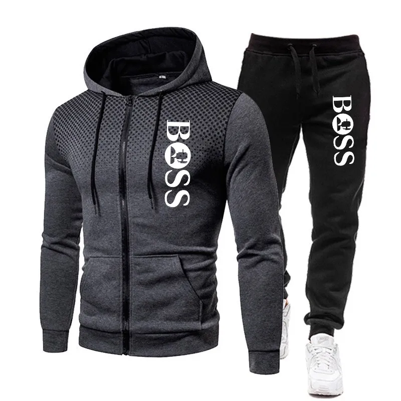 Men warm Jacket Tracksuit Casual Sports Suit Men's Set 2024Autumn Winter Two Pieces Set Mens SportswearPants Suit