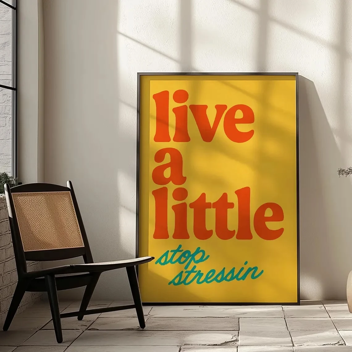 Modern,Retro 70S Quote Abstract Yellow Font Wall Art Print Canvas Painting Poster Picture For Bedroom,Living Room Home Decor