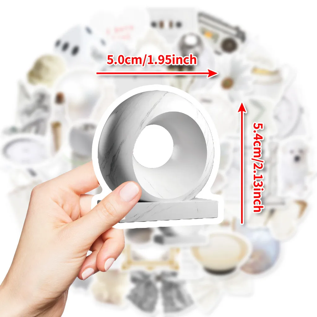 50 Pcs White Object Stickers - New Cross-border Home Life Realistic Small Items, High-Value Stickers BulingBulingStickers Store