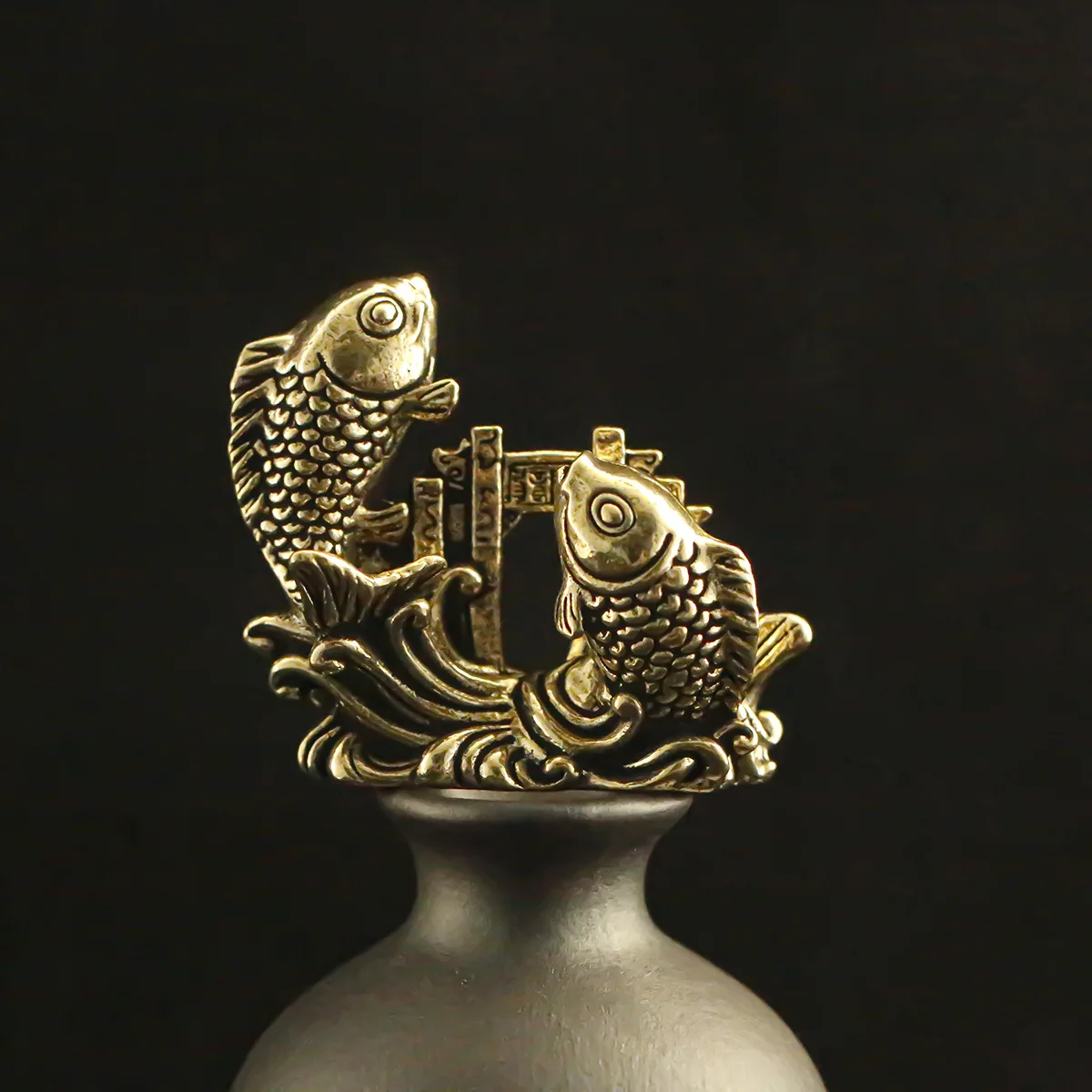 Fish Figure Home Decor Carp Leaping Over The Dragon Gate Bronze Decorative Desk Art Office Craft Home Tea Pet