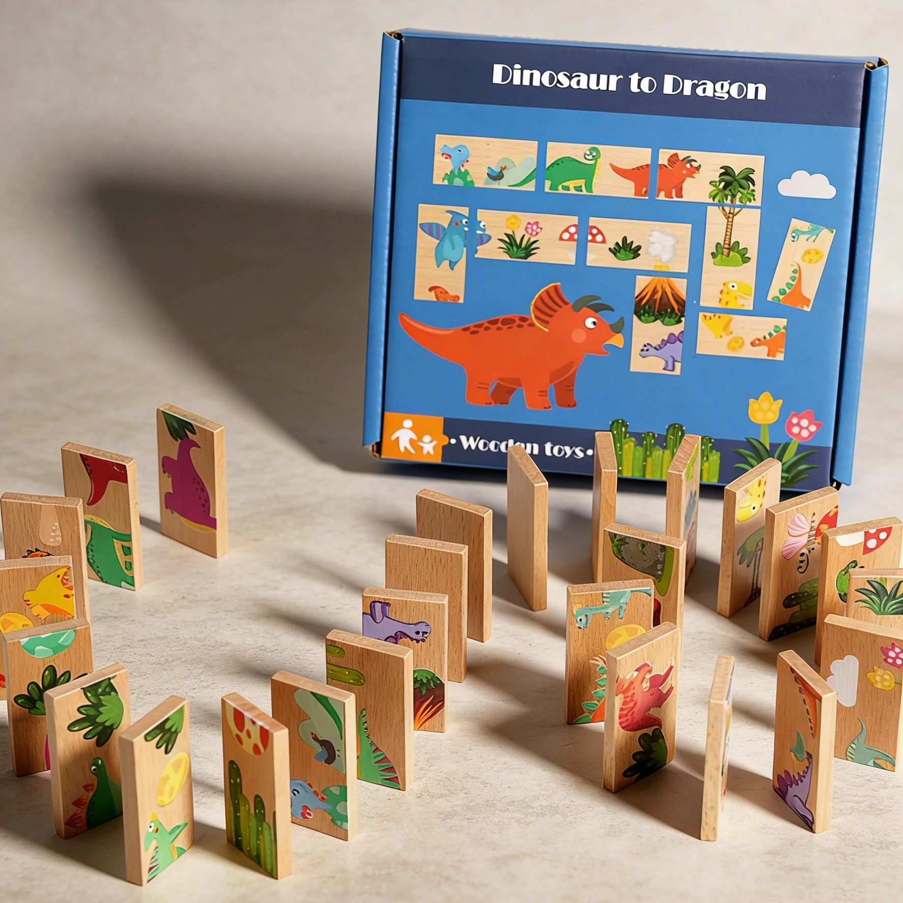 Dinosaurier-Solitär-Holzpuzzle, Spielzeug zum Bauen von Türen, passenden Mustern, verbessern die kognitive Fähigkeiten, sichere Buchenholzblöcke für Kleinkinder