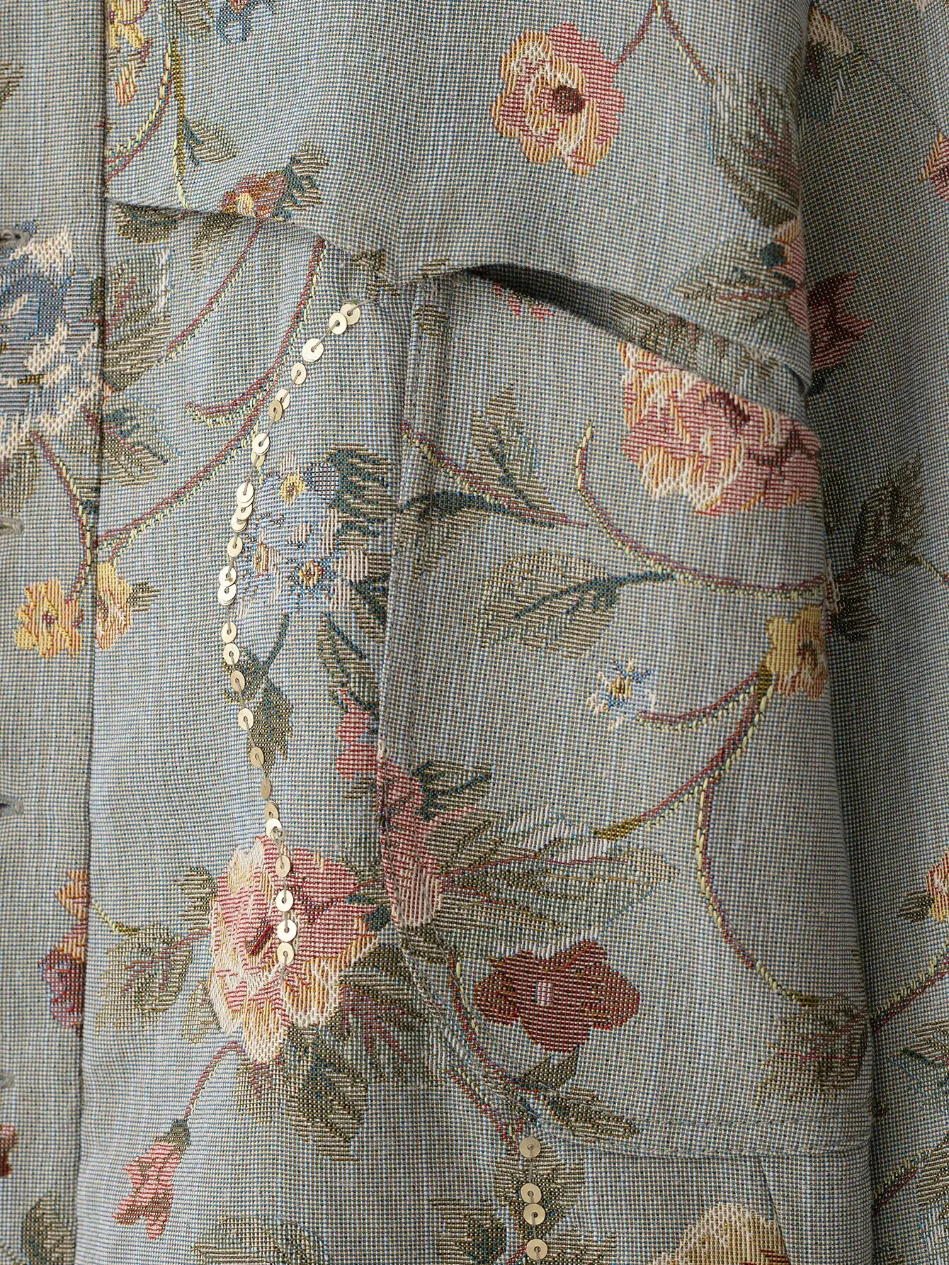 TFMLN 2026 Damen Pailletten-Blumenjacke Stehkragen Knopfleiste Vorne Elegante Lässige Oberbekleidung Mode Neue Schlanke Passform Bedruckter Kurzer Mantel – Detail 8