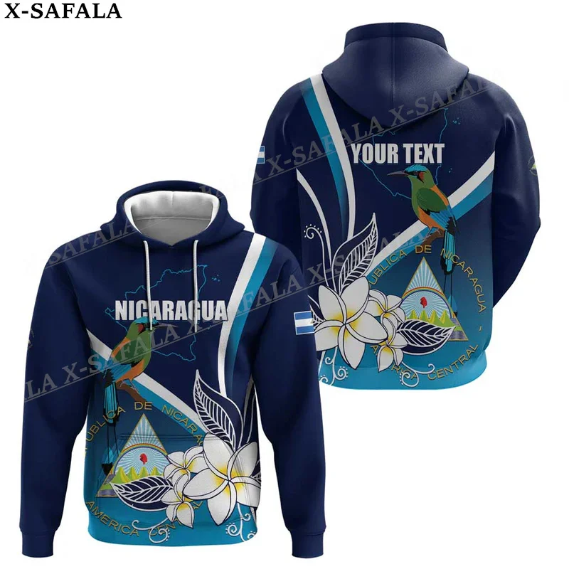 Nicaragua Coat Of Arms Flag 3D Print Zipper Hoodie For Men Pullover Sweatshirt Hooded Jersey Tracksuit Outwear Coat Casual-1