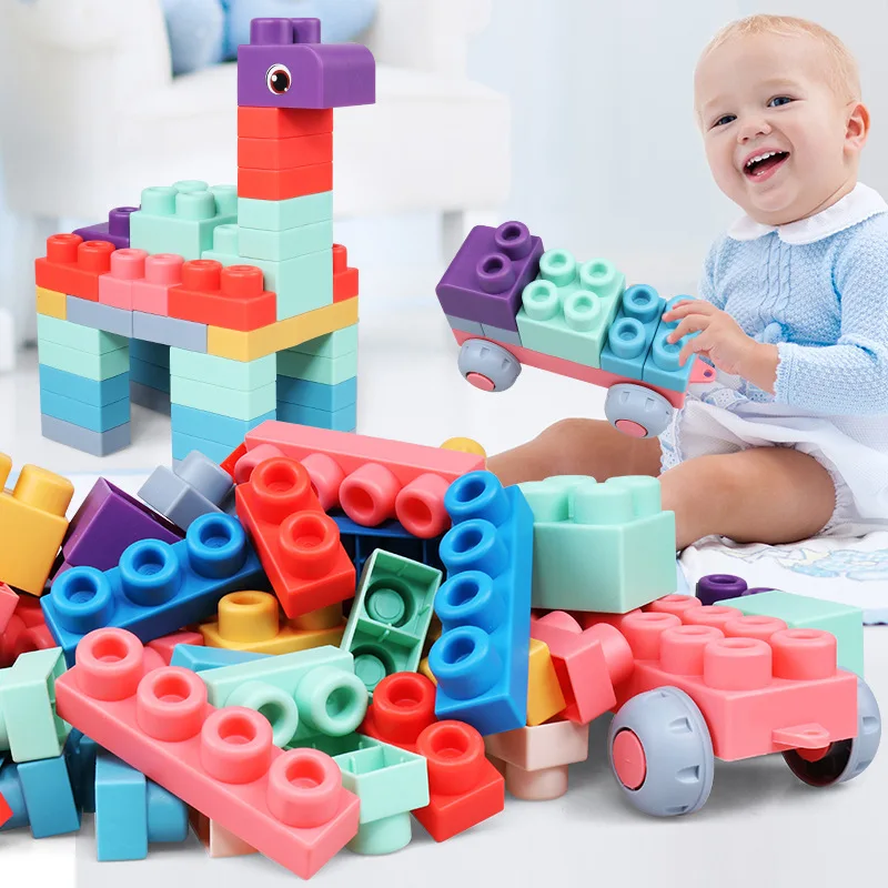 Décennie s de Construction en Briques Souples pour Bébé de 0 à 3 Ans, Puzzle Assemblé à Grandes Particules, à Mâcher, Jouets de Sécurité