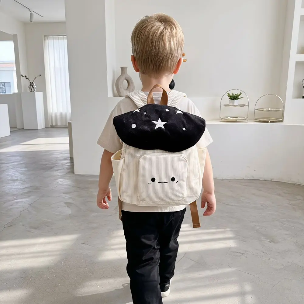 Polka Dot Embroidered Mushroom Backpack Star Cute Corduroy Shoulder Bag Plush Korean Style Cartoon Children's Schoolbag Students