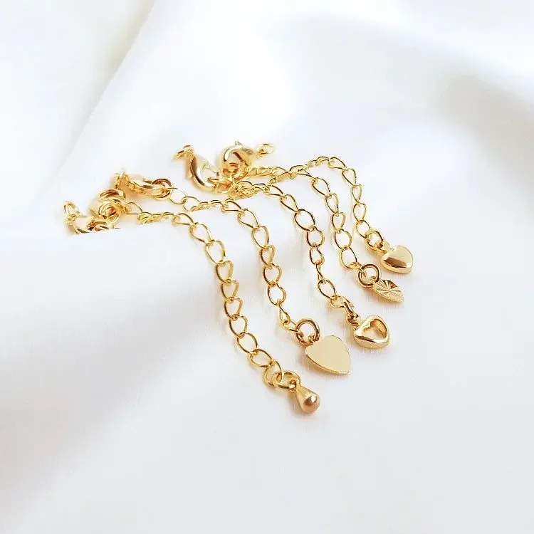 6PCS 14K Gold Color Brass Extender Chain with Lobster Clasps High Quality Jewelry Accessories  For DIY Jewelry Making Findings