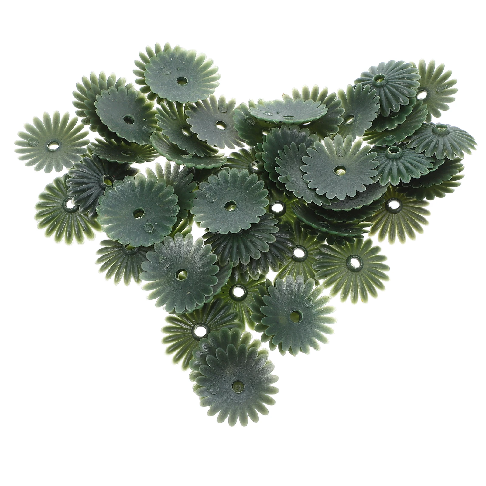 

100Pcs Artificial Flower Calyx Green Plastic Sepals Caps Stable Flat Bottom Flower Stem Base for Bouquet Repair Chrysanthemum
