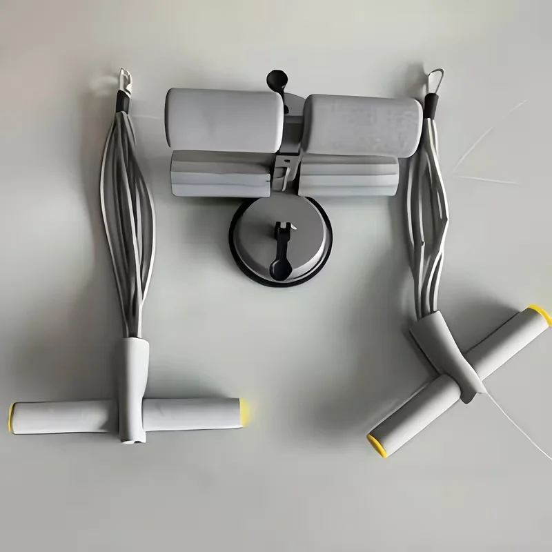 Multifunctional Home Sit-Up Trainer, Ab Roller with 2 Resistance Bands & 2 Suction Cups, Indoor Fitness Equipment