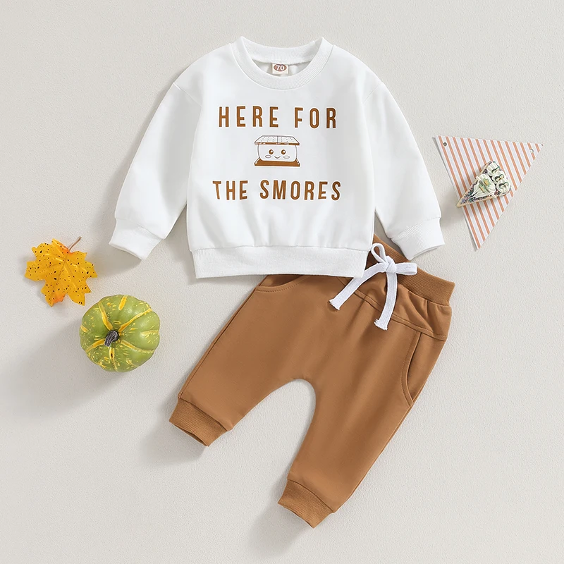 

Infant 2-Piece Autumn Ensemble Featuring Cozy Long Sleeve Cookie Print Top and Pants - Adorable Toddler Outfit for Chilly