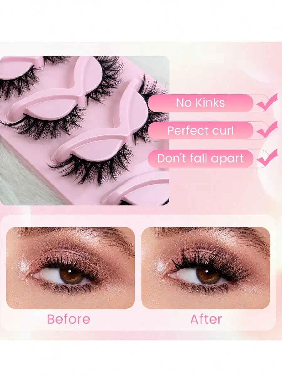 クリスマスふわふわつけまつげクラスター、5ペアのウィスピーなキャットアイルックフェイククラスターまつげ、ナチュラルカーリングアイメイクアップストリップまつげ