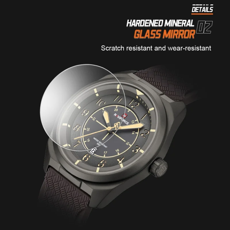 New NAVIFORCE Casual  Men's Watch 30M Waterproof Quartz Calendar Silicone Strap Luminous Fashion Man Wristwatch Package Gifts