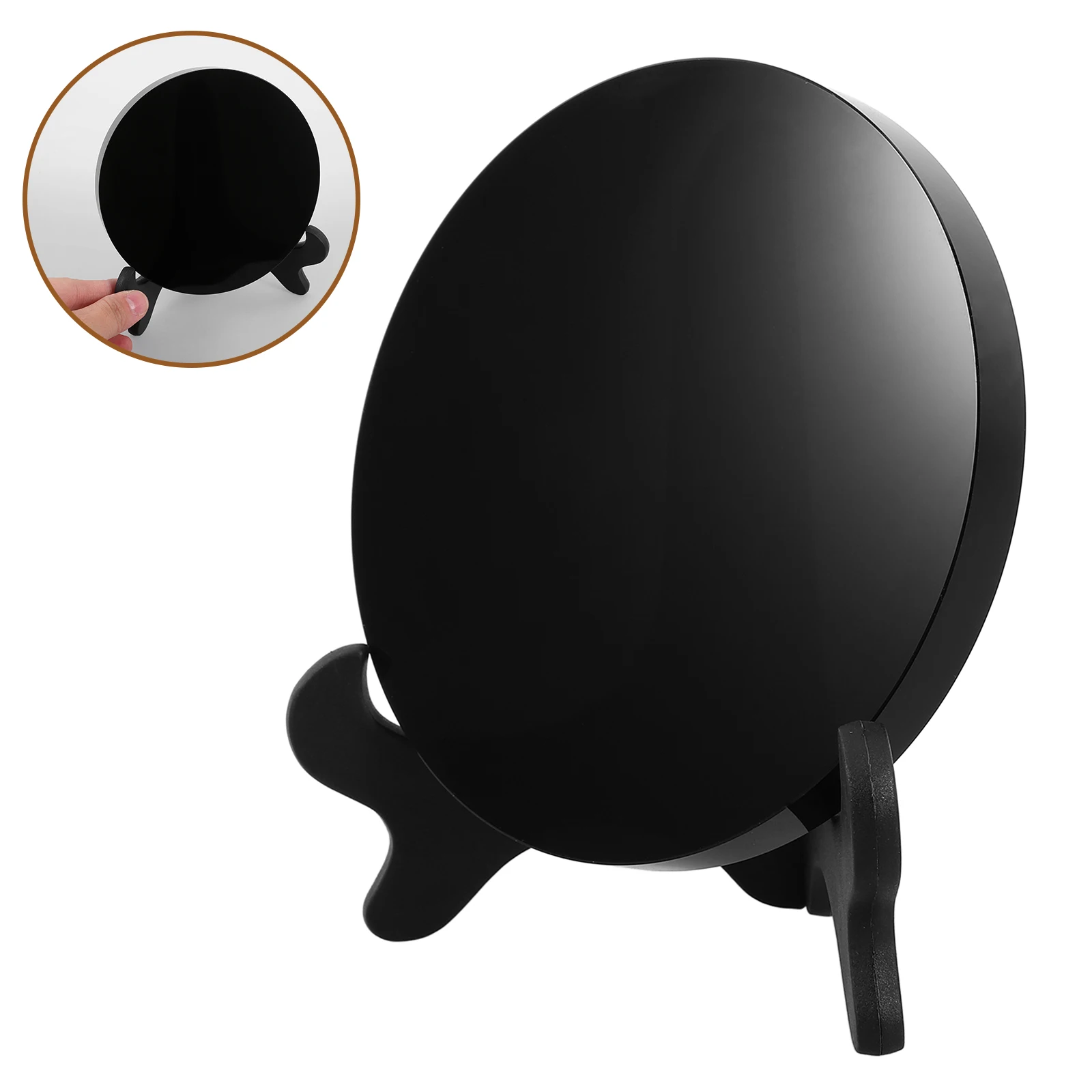 

Obsidian Divining Mirror Circle Mirrors Stand Home Decor Gothic Aesthetic Fengshui Black Scrying Mirror Table Centerpiece Desk