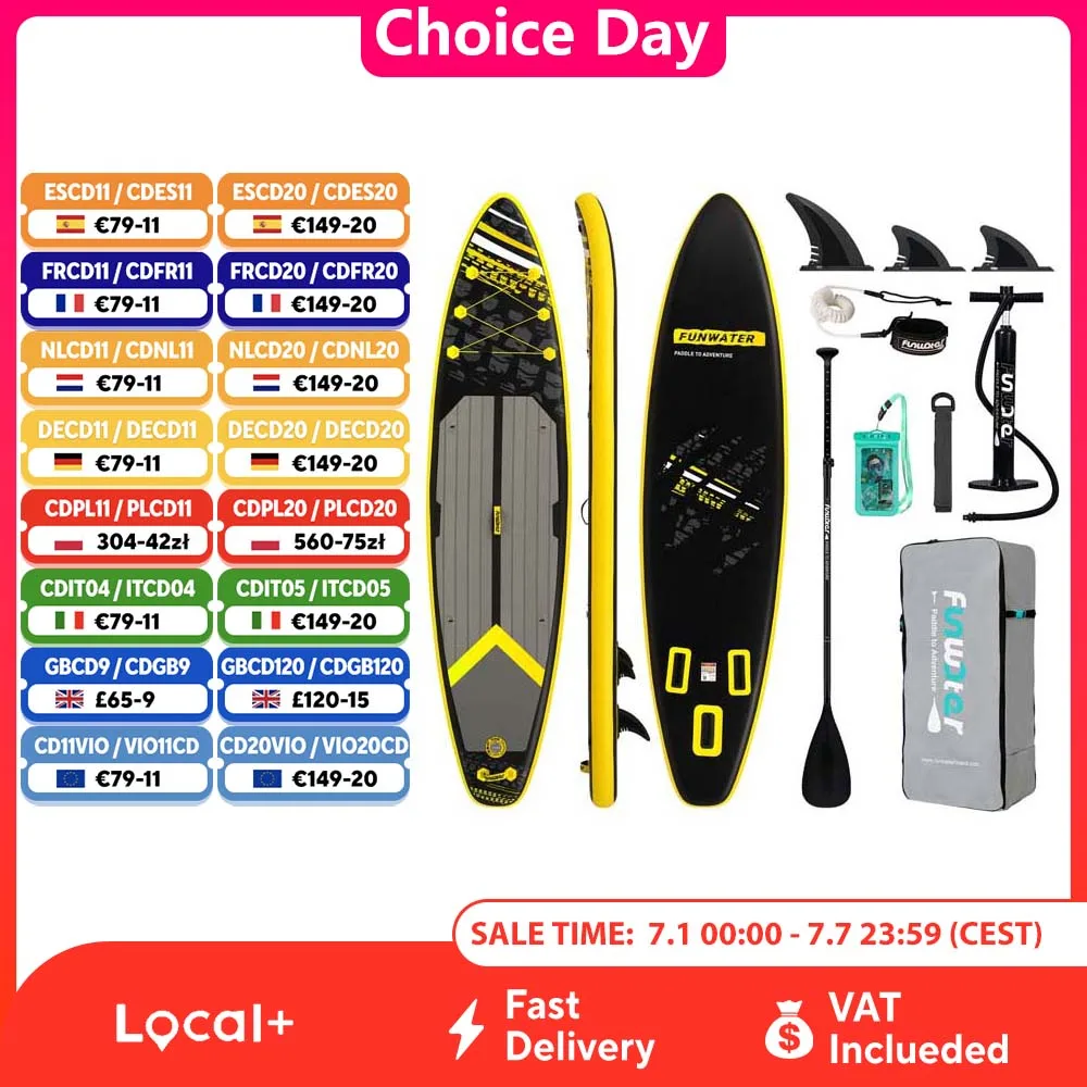 FunWater Stand Up Paddle Board Groot formaat 385×85×15CM Opblaasbare Paddling Board Surfplank Surf Sup Board Antislip Paddle Board