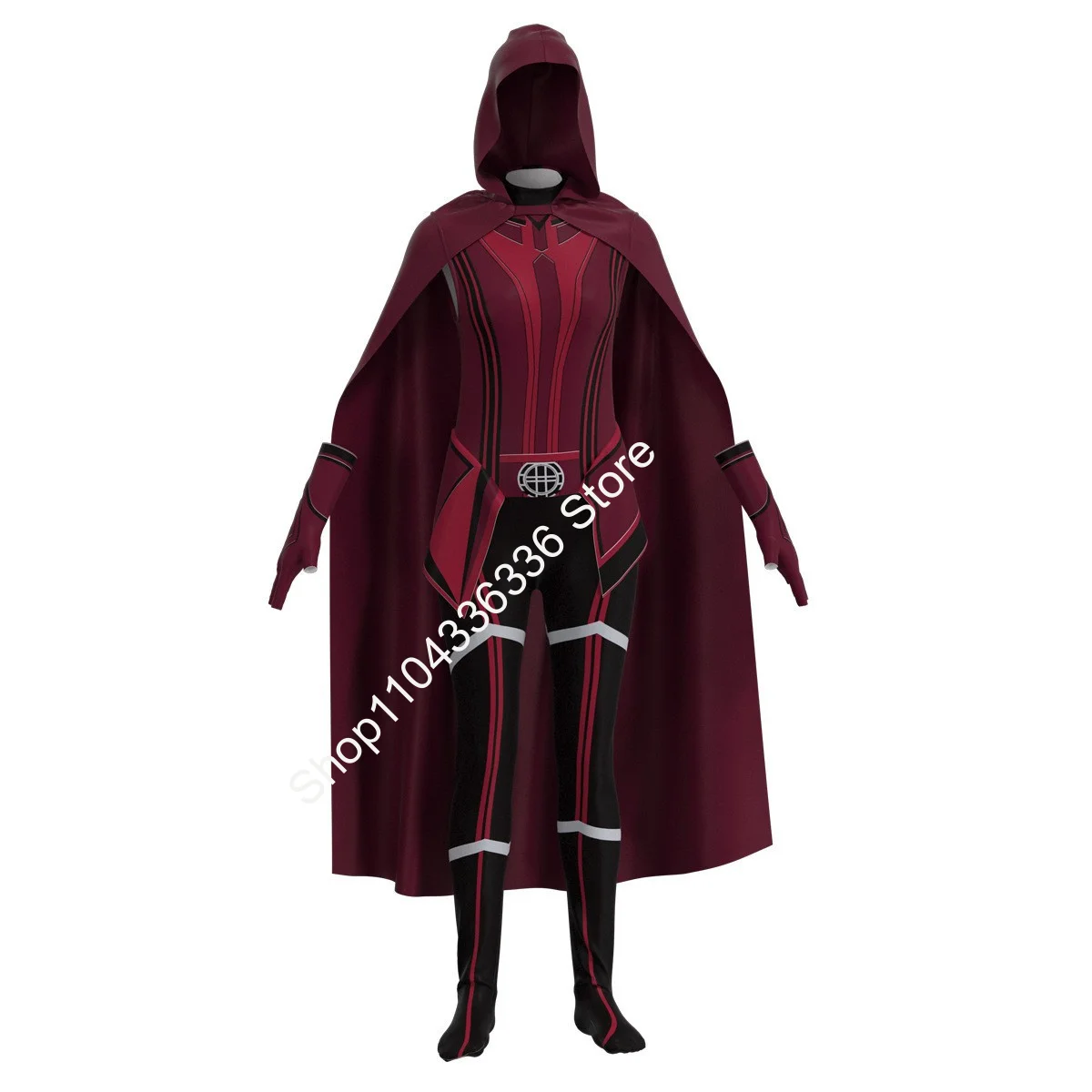 الفيلم تأثيري حلي القرمزي عباءة الجوارب هالوين هزلية غامضة مذهلة الزي كيب فريد خوذة الكبار فتاة 110-180