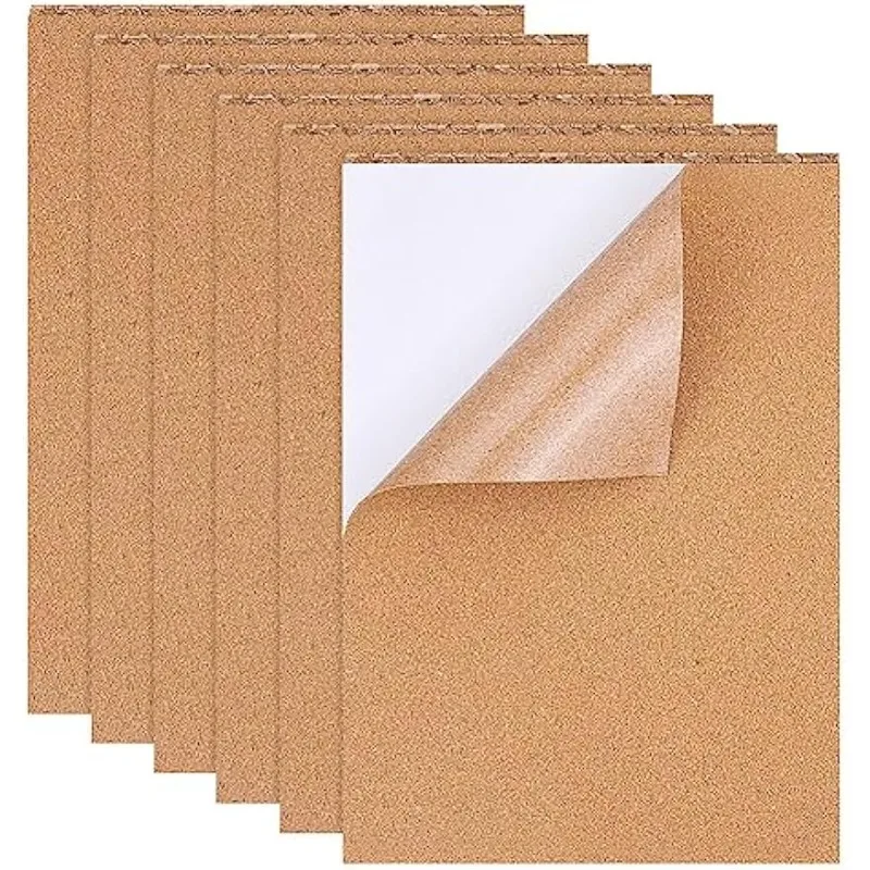 8 Pack Self-Adhesive Cork Sheets 1mm Thick A4 Rectangle Insulation Cork Backing Sheets for Coaster, Wall Decoration, Halloween